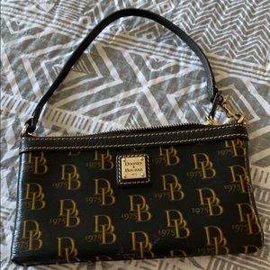 Dooney & Bourke Black Leather Logo Wristlet Purse